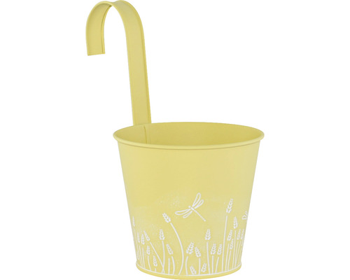 Gelber Hängetopf mit Libellenmotiv für Balkon und Garten