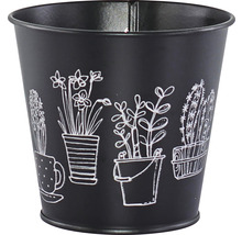 Pot de fleurs en métal avec motif de plantes