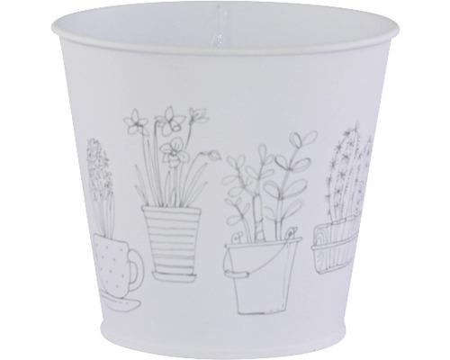 Pot de fleurs en métal avec motifs de plantes