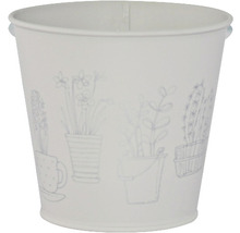 Pot de fleurs en métal avec motifs de plantes