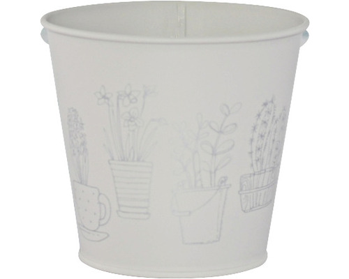 Pot de fleurs en métal avec motifs de plantes