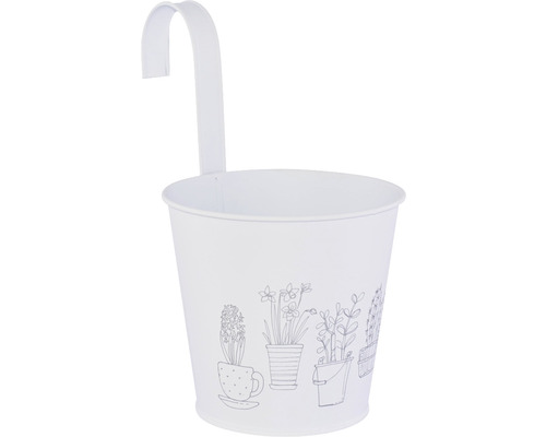 Pot de fleurs en métal à suspendre avec motifs de plantes