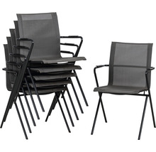Chaises de jardin empilables avec accoudoirs, ensemble de six chaises