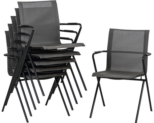 Kit de chaises empilables acamp alpha tex lot de 6 55 x 57 x 83 cm acier anthracite