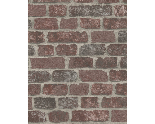 Vliestapete 58408 Stein rot mit Granulat Tapete mit Ziegelsteinmuster