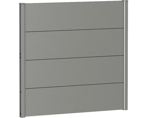 Élément de clôture aluminium biohort 100 x 90 cm gris quartz métallique Élément de clôture de jardin en aluminium avec structure de panneau horizontale