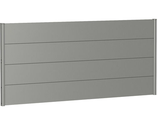 Élément de clôture aluminium biohort 200 x 90 cm gris quartz métallique Panneau de clôture en aluminium avec panneaux horizontaux