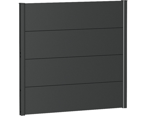 Élément de clôture aluminium biohort 100 x 90 cm gris foncé métallique Clôture à éléments en aluminium avec quatre panneaux horizontaux