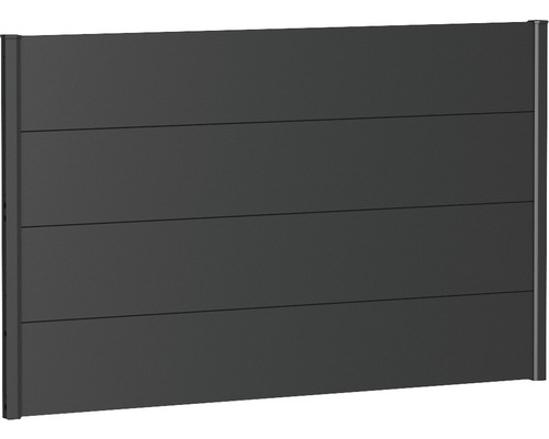 Élément de clôture aluminium biohort 150 x 90 cm gris foncé métallique Clôture de jardin en aluminium avec aspect de panneaux horizontaux