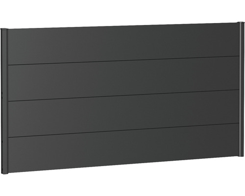 Élément de clôture aluminium biohort 180 x 90 cm gris foncé métallique Clôture de jardin en métal avec panneaux horizontaux