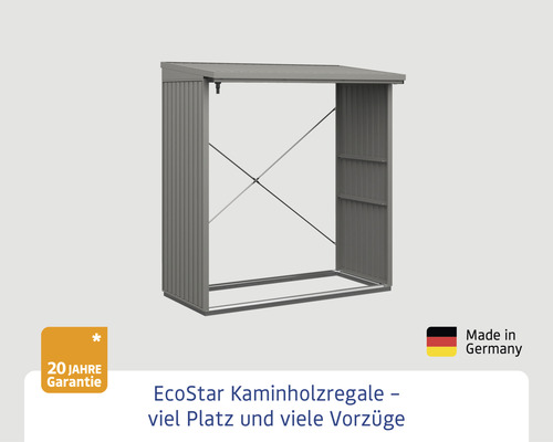 EcoStar Kaminholzregal mit 20 Jahre Garantie und Hergestellt in Deutschland Siegel