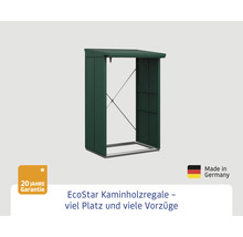 EcoStar Kaminholzregal aus Metall mit 20 Jahre Garantie und Hergestellt in Deutschland Siegel.