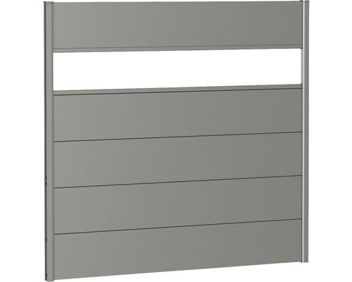 Élément de clôture aluminium biohort avec insert en verre 150 x 135 cm gris quartz métallique