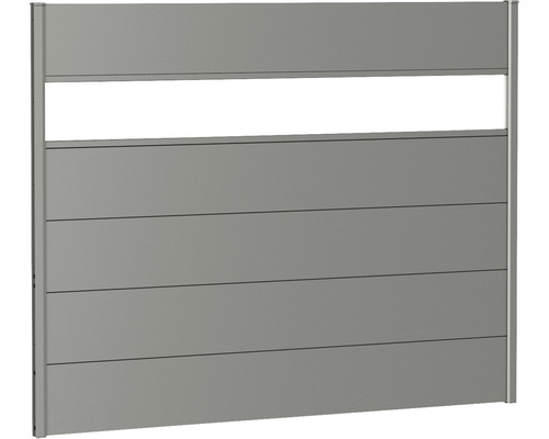 Élément de clôture aluminium biohort avec insert en verre 180 x 135 cm gris quartz métallique