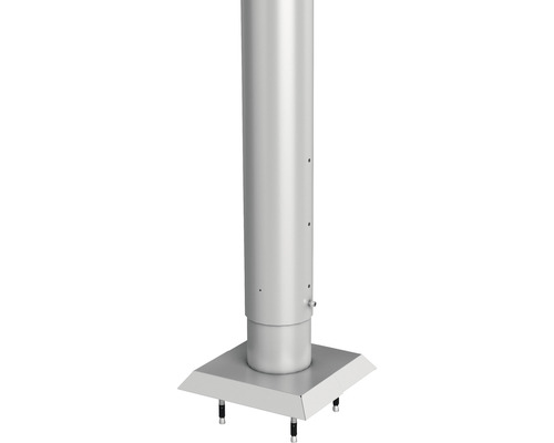 Aluminium-Pfosten biohort zum Aufschrauben 90 cm Ø 8,5 cm silber-metallic Abgasrohr mit quadratischer Grundplatte