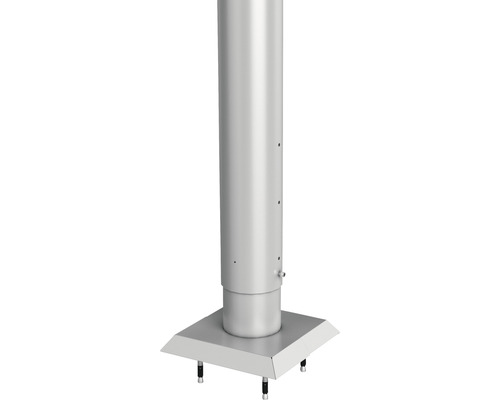 Aluminium-Pfosten biohort zum Aufschrauben 135 cm Ø 8,5 cm silber-metallic Edelstahlschornstein mit quadratischer Grundplatte