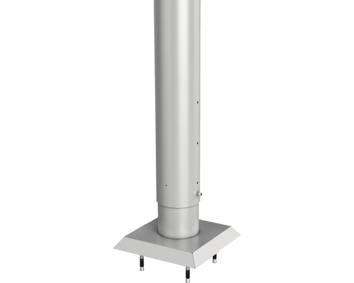 Aluminium-Pfosten biohort zum Aufschrauben 180 cm Ø 8,5 cm silber-metallic Edelstahlschornstein mit quadratischer Grundplatte