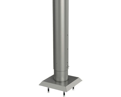 Aluminium-Pfosten biohort zum Aufschrauben 90 cm Ø 8,5 cm quarzgrau-metallic Edelstahlschornstein mit quadratischer Grundplatte und Befestigungsmaterial