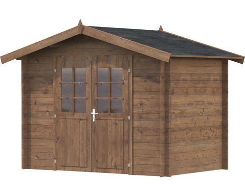 Abri de jardin en bois avec double porte et toit
