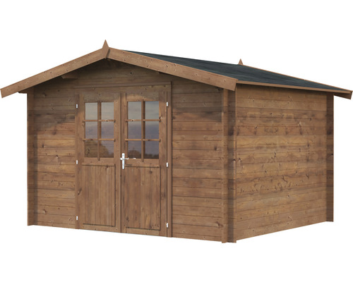 Abri de jardin en bois avec double porte et fenêtres
