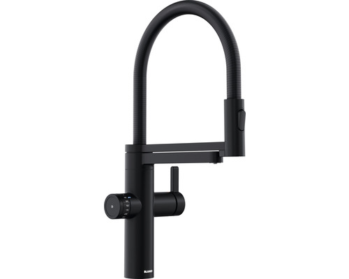 Robinetterie de cuisine Blanco drink.filter EVOL-S Pro 3-en-1 noir mat 526636 Robinet de cuisine Blanco noir avec bec flexible