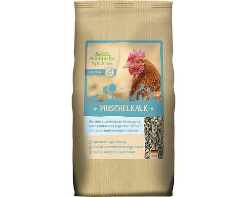 My Little Farm Chaux coquillée Chaux coquillée 2 kg Mühldorfer Aliment minéral coquillier pour volailles en sac