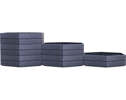 Jardinières hexagonales en bois empilées