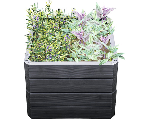 Jardinière surélevée en plastique avec plantes