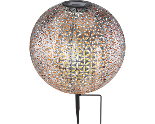 Lampe solaire boule métal argent ø 27 cm