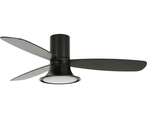 Ventilateur de plafond avec éclairage Flusso LED BLK Ø 132 cm 32 W métal noir Ventilateur de plafond avec trois pales et lampe intégrée