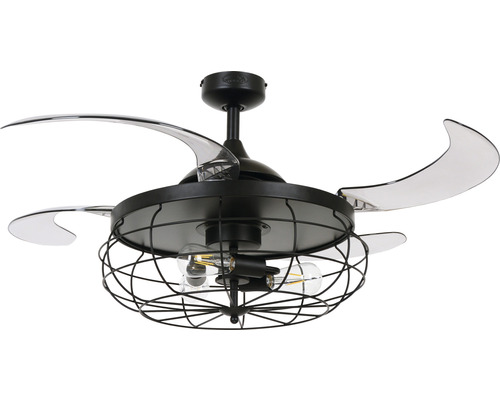 Ventilateur de plafond avec éclairage Industri LED BLK Ø 122 cm 60 W métal noir Ventilateur de plafond avec lampes et pales