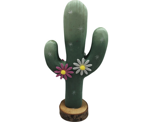 Cactus en bois vert h 23 cm