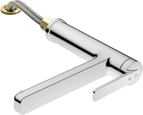 Glänzender Chrom Einhebelmischer für das Waschbecken mit flexiblen Anschlussschläuchen