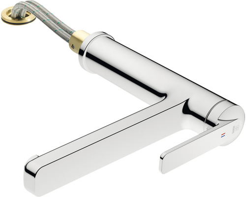 Waschtischarmatur aus Metall mit Zulaufschläuchen