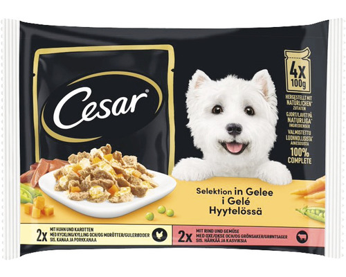 Nourriture pour chiens Cesar Selection en sauce poulet et carottes 4x100 g