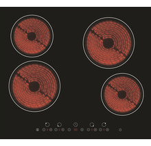 Plaque vitrocéramique avec quatre zones de cuisson