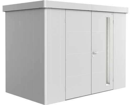 Remise à outils biohort Neo 1C double porte 291,5 x 179,5 cm argent-métallique Armoire de jardin avec porte double et fenêtre latérale