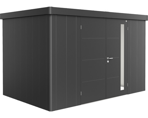 Remise à outils biohort Neo 2D double porte 348 x 236 cm gris foncé-métallique Abri de jardin en métal avec porte et fenêtre latérale