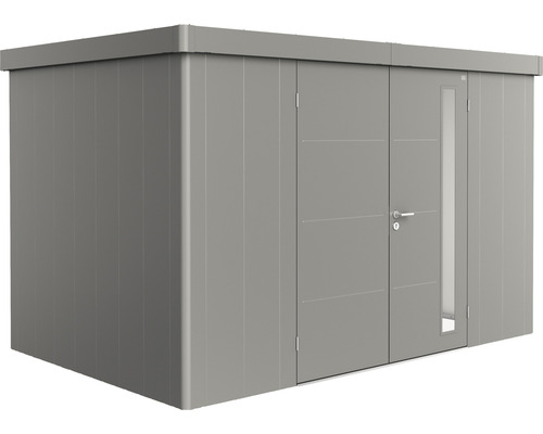 Remise à outils biohort Neo 2D double porte 348 x 236 cm gris quartz-métallique Abri de jardin métallique avec porte et fenêtre