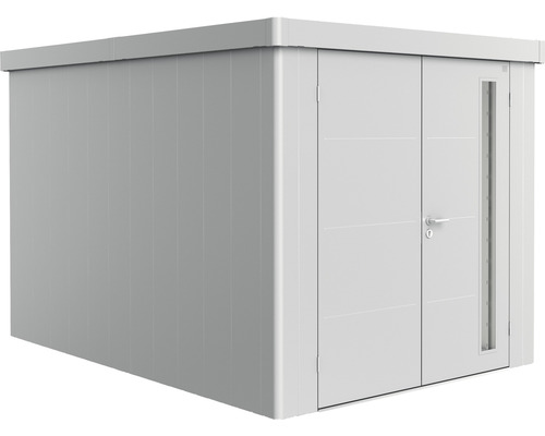 Remise à outils biohort Neo 4B double porte 236 x 348 cm argent-métallique Abri de jardin métallique avec double porte et fenêtre latérale