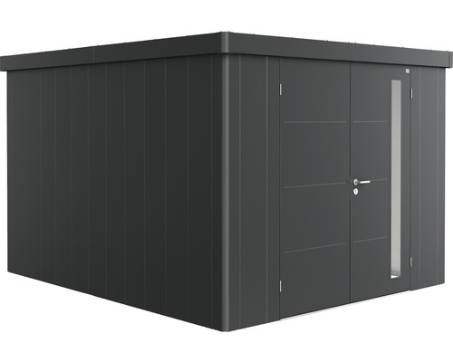 Remise à outils biohort Neo 4C double porte 292 x 348 cm gris foncé-métallique Abri de jardin moderne en métal avec porte et fenêtre