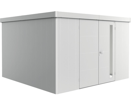 Remise à outils biohort Neo 4D double porte 348 x 348 cm argent-métallique Abri de jardin métallique avec double porte et fenêtre latérale