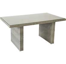 Gartentisch mit Glasplatte und Rattan-Optik