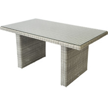 Rattan Gartentisch mit Glasplatte