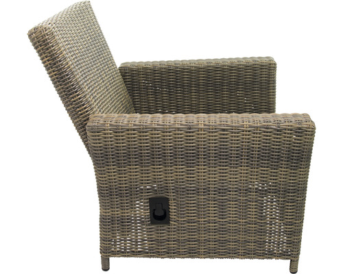 Geflochtener Relaxsessel für den Aussenbereich mit verstellbarer Rückenlehne