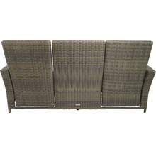 Rückansicht eines dreisitzigen Gartensofas aus Rattan