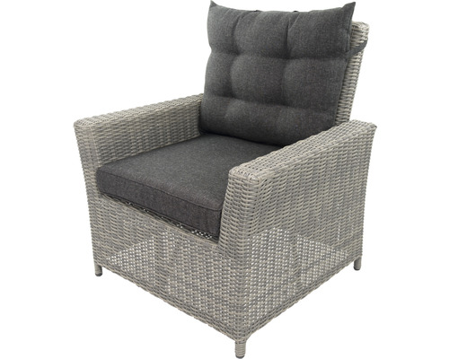 Gartensessel aus Rattan mit Sitz- und Rückenkissen