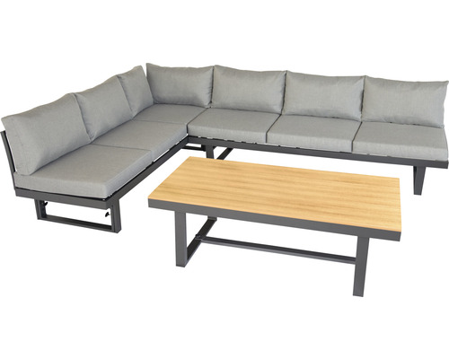 Loungeset Largo bellavista 5-Sitzer inkl. Auflagen Aluminium hellgrau