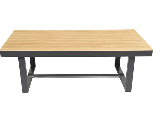 Table rectangulaire avec plateau en bois et pieds en métal