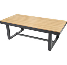 Table de jardin rectangulaire aspect bois avec cadre en métal